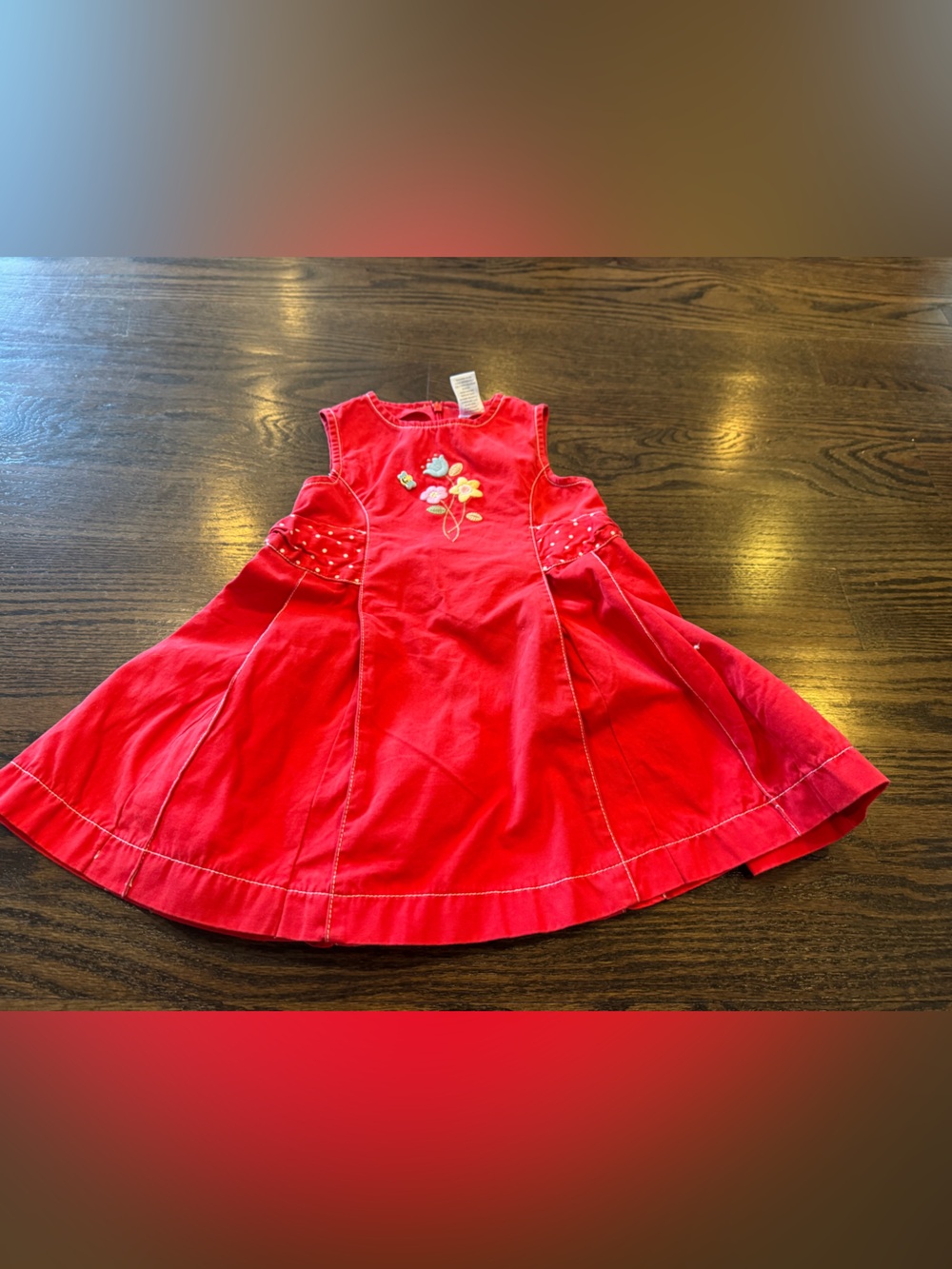 Vintage Gymboree Red Floral Embroidered Sleeveless Dress (2006)